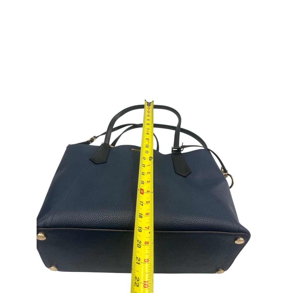 Michael Kors Nvy Blu Pebbled Lthr Tote Bag w/ Matching Pouch Gold Hardwar EZUFT9 - Picture 10 of 12